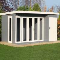 12x8 Shire Aster Contemporary Wooden Summer House With Side Shed