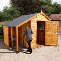 8ft x 6ft Shed-Plus Champion heavy-duty Workshop with Logstore - Single Door (2.42m x 1.82m)