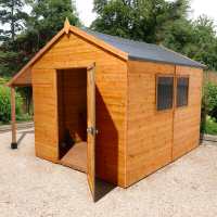 10ft x 8ft Shed-Plus Champion heavy-duty Workshop with Logstore - Single Door (3.02m x 2.44m)