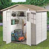 6ft6 x 5ft4 Shire Tuscany Evo 200 Apex Plastic Double Door Shed (2.02m x 1.62m)