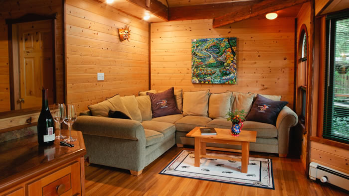 Interior layout of a 3x3 metre log cabin