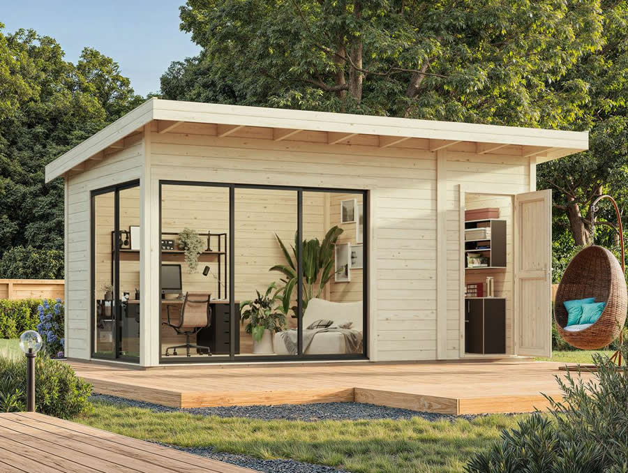 Typical 4.5m by 3m log cabin floor plan