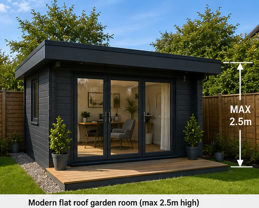Modern flat roof garden room