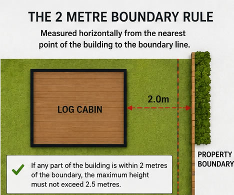 Measuring distance between a garden building and boundary