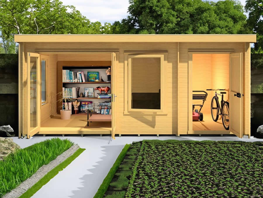 Wide double doors on an integrated side store