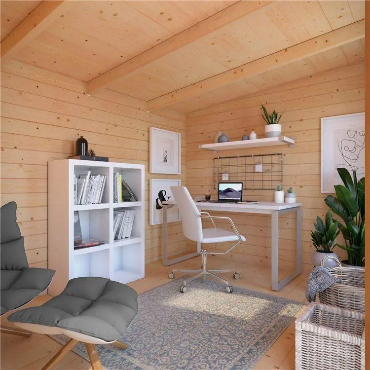 Modern minimalist cabin office interior