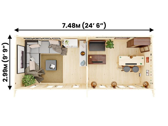 Garden building with multiple external access doors