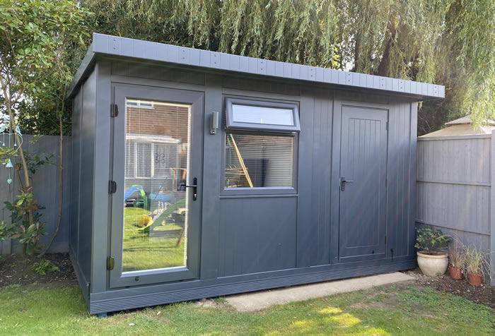 Garden office with integrated storage room