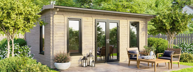 Comparison of pent roof and apex roof corner cabins