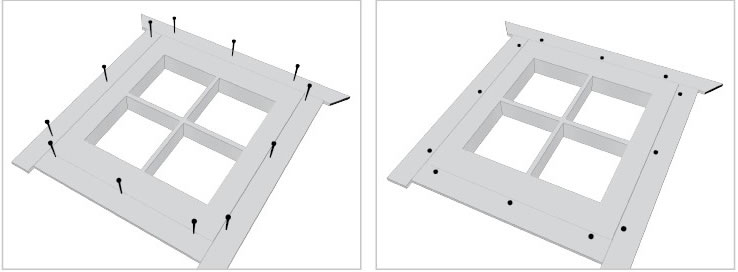 Screw framing boards to window frame