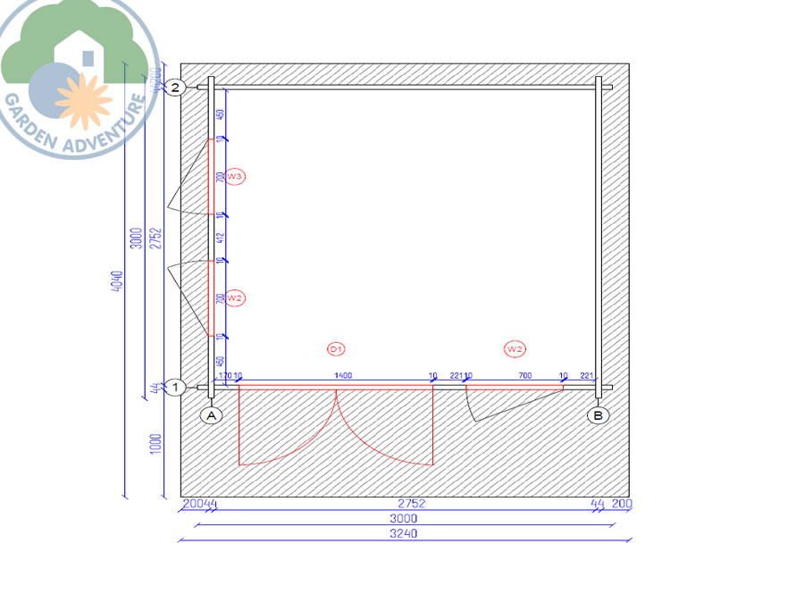 Corvara 3x3 Log Cabin