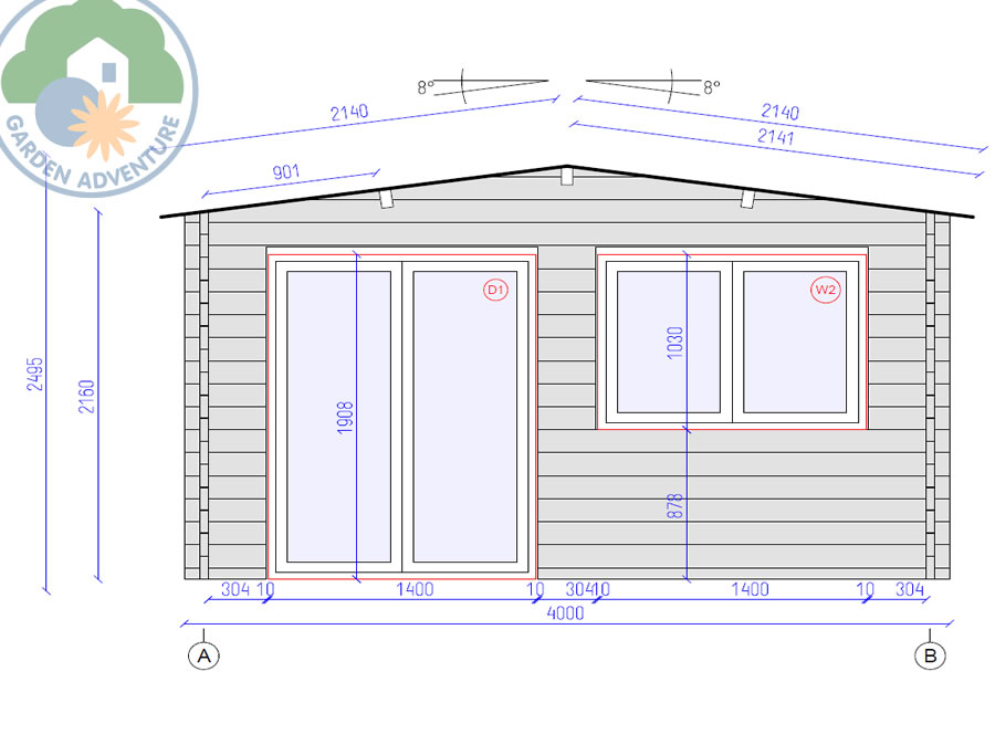 Trentino Plus 4x4 Log Cabin