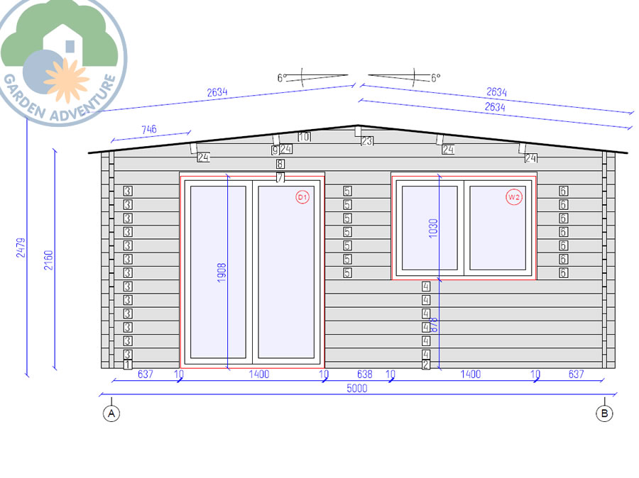 Trentino Plus 5x4 Log Cabin