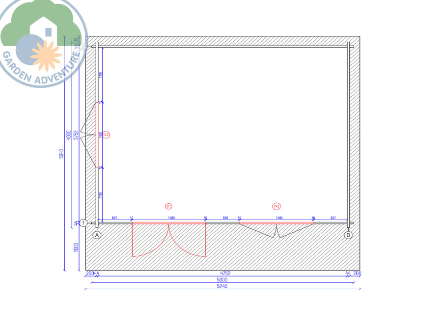 Trentino Plus 5x4 Log Cabin