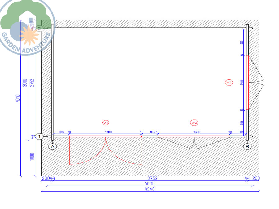Arabba 4x3 Log Cabin