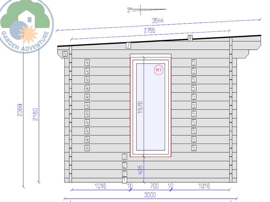 Cesano 6x3 Log Cabin