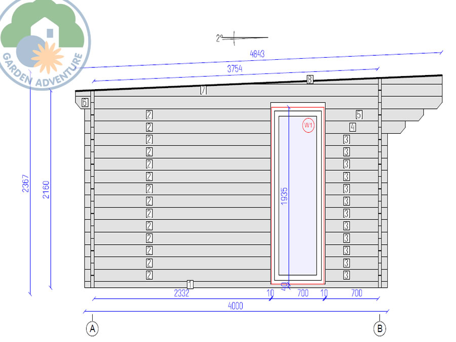 Nevoso 5x4 Log Cabin