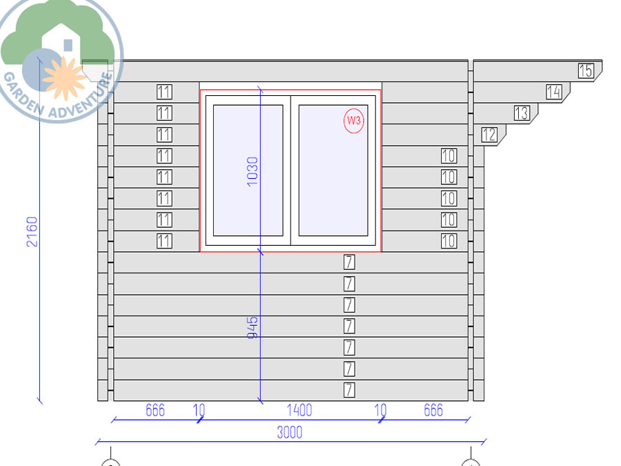 Grande 3x3 Log Cabin