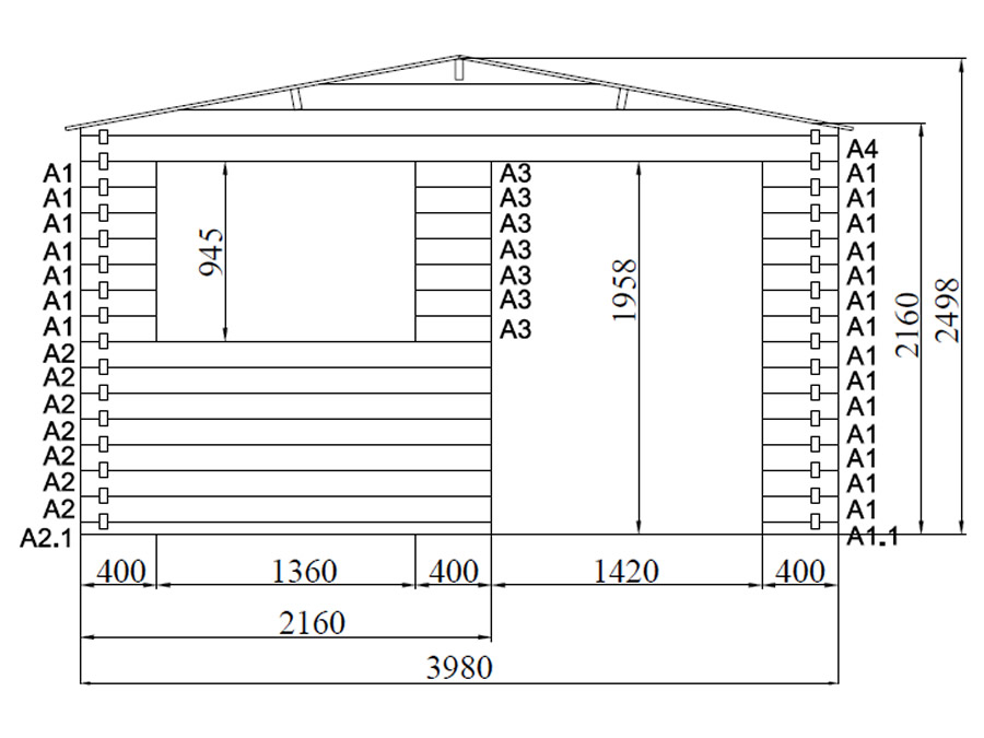 Monaco 4x3 Log Cabin