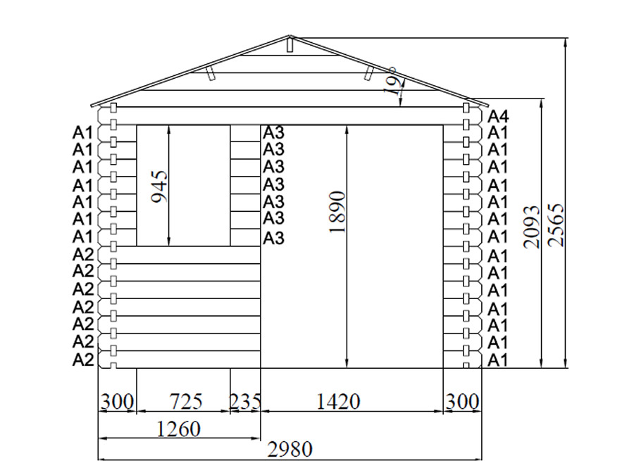 Monaco 3x4 Log Cabin
