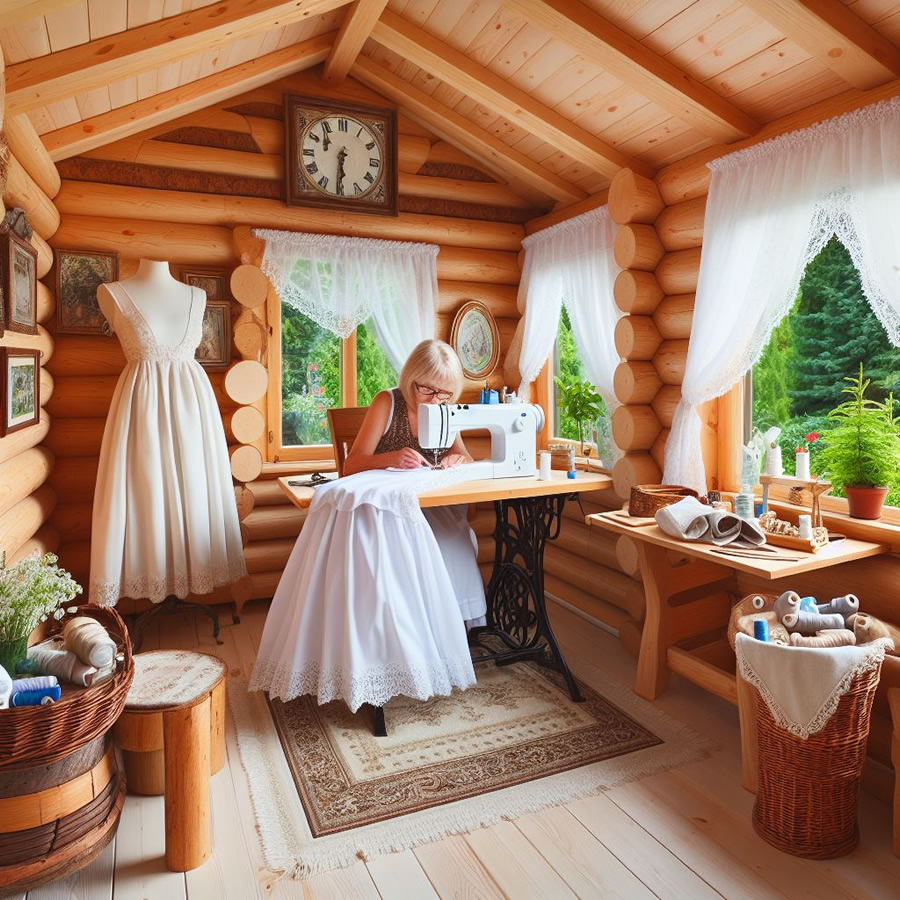 Garden Log Cabin Sewing Room