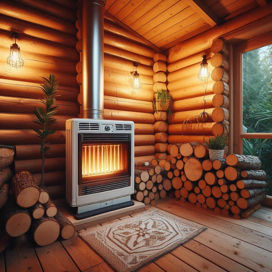 Heating Garden Log Cabin