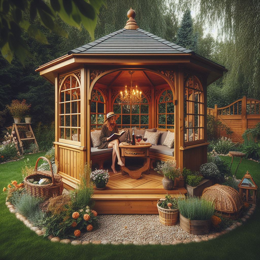 Wooden Garden Pavilion Summer Retreat