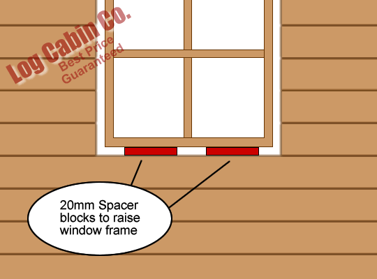 Raising window frame using spacer blocks