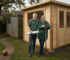 Couple with new custom garden cabin UK
