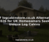 UK homeowners beside newly built garden log cabin