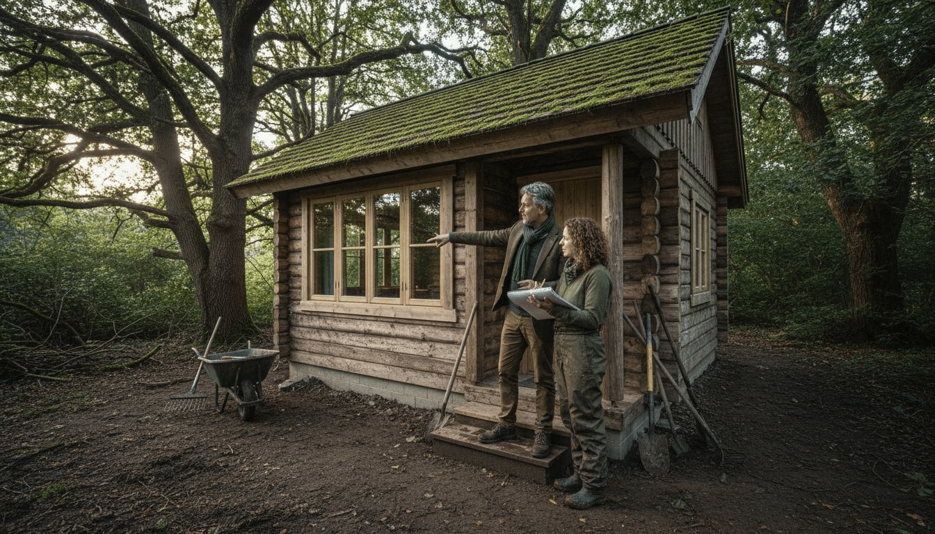 Couple plans log cabin in UK garden