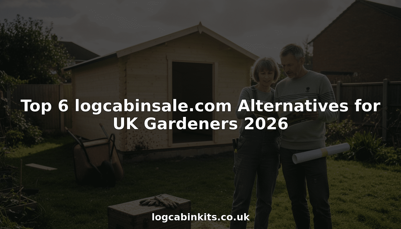 UK couple comparing garden log cabins